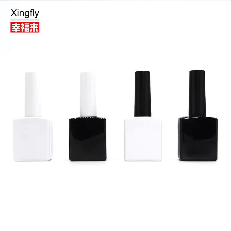 Kare tırnak cilası şişesi eşsiz 13ml boş UV gel cilası şişeleri kapağı ve fırçası ile
