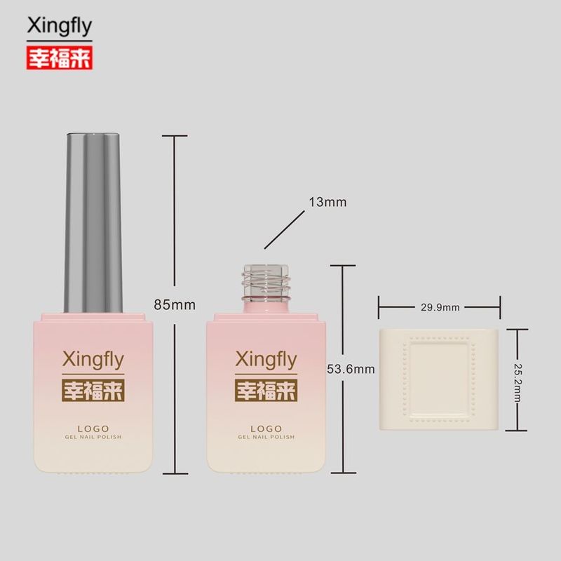 Gel Polish Square Bottle Güzellik ve Kozmetik Endüstrisi 13ml UV Gel Polish Glass Bottle