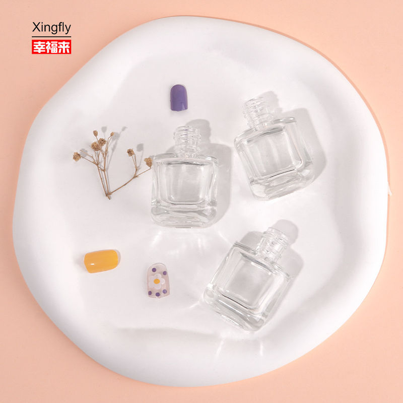 Custom 8ml Unique Clear Empty Gel Glass Gel Nail Polish Bottles With Cap Brush