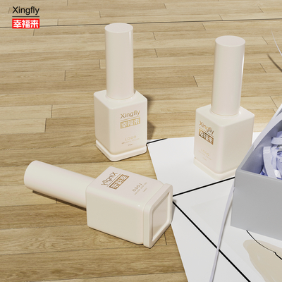 15ml Kare Özel Marka Yapışkan Uçlu Jel Tırnak Ojesi OEM Özel Cam Şişe
